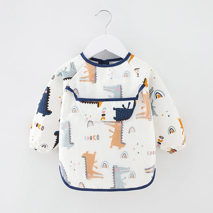 Waterproof Cotton Bib for Kids - Long Sleeve Feeding Apron