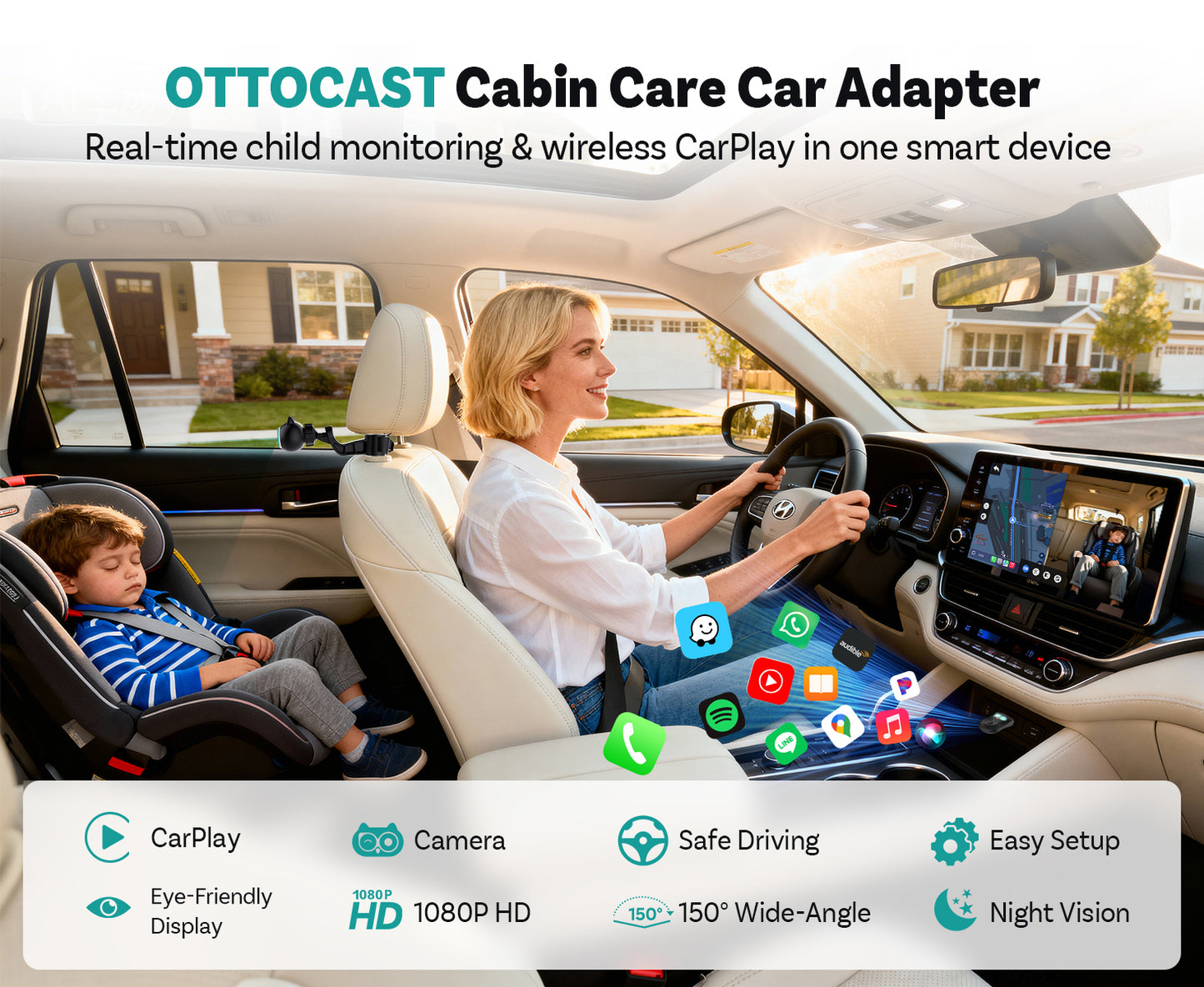 Dpsi Baby"Ottocast Cabin Care Wireless CarPlay Adapter 1080P