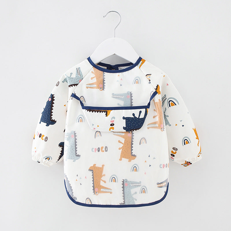 Waterproof Cotton Bib for Kids - Long Sleeve Feeding Apron